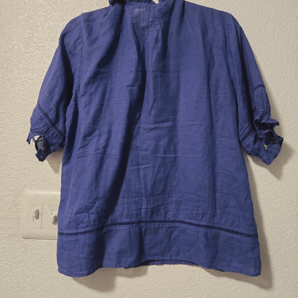 Chic Blue Embroidered Blouse - Picture 5 of 6